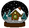 animated snowglobe with a house
